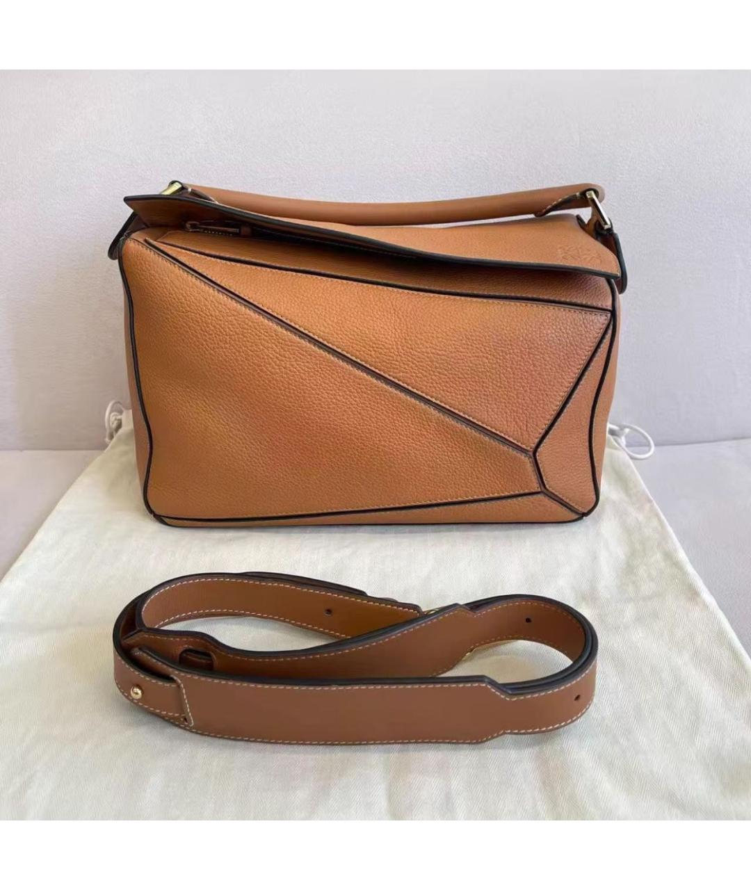 LOEWE Коричневая кожаная сумка с короткими ручками, фото 7