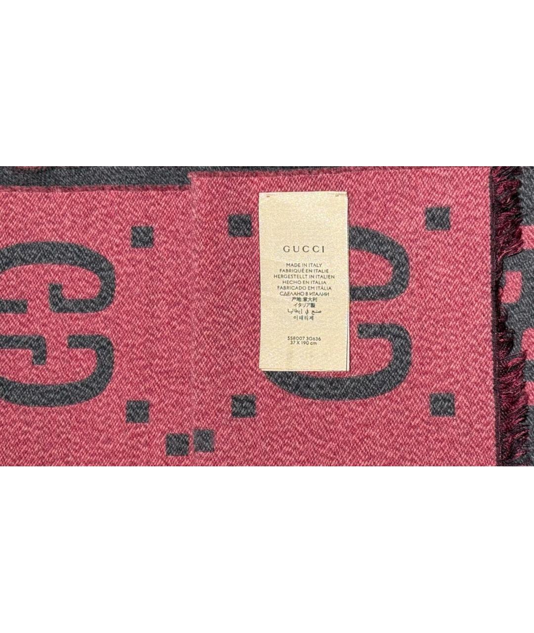 GUCCI Серый шерстяной шарф, фото 2