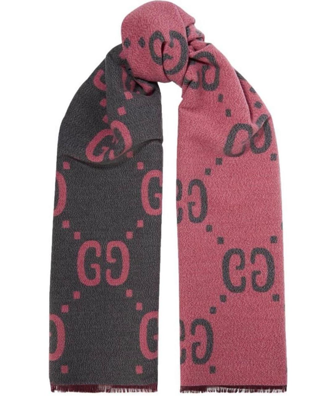 GUCCI Серый шерстяной шарф, фото 5