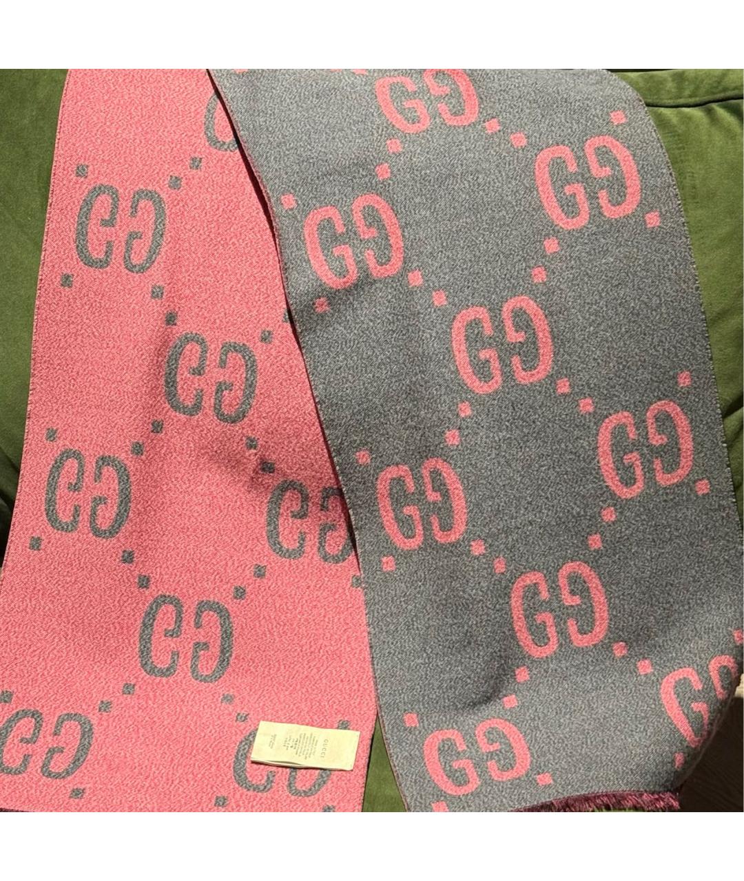 GUCCI Серый шерстяной шарф, фото 8