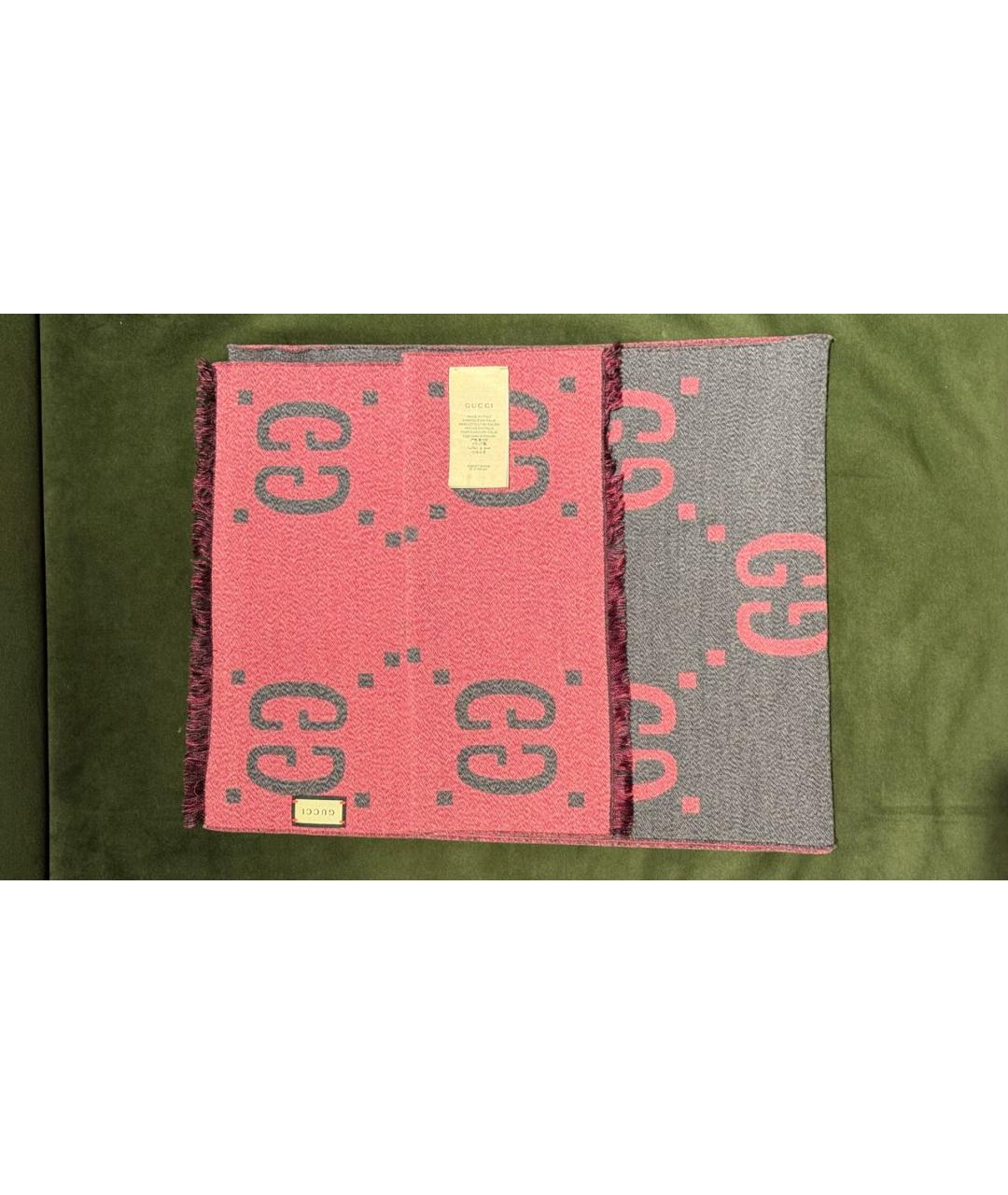 GUCCI Серый шерстяной шарф, фото 3