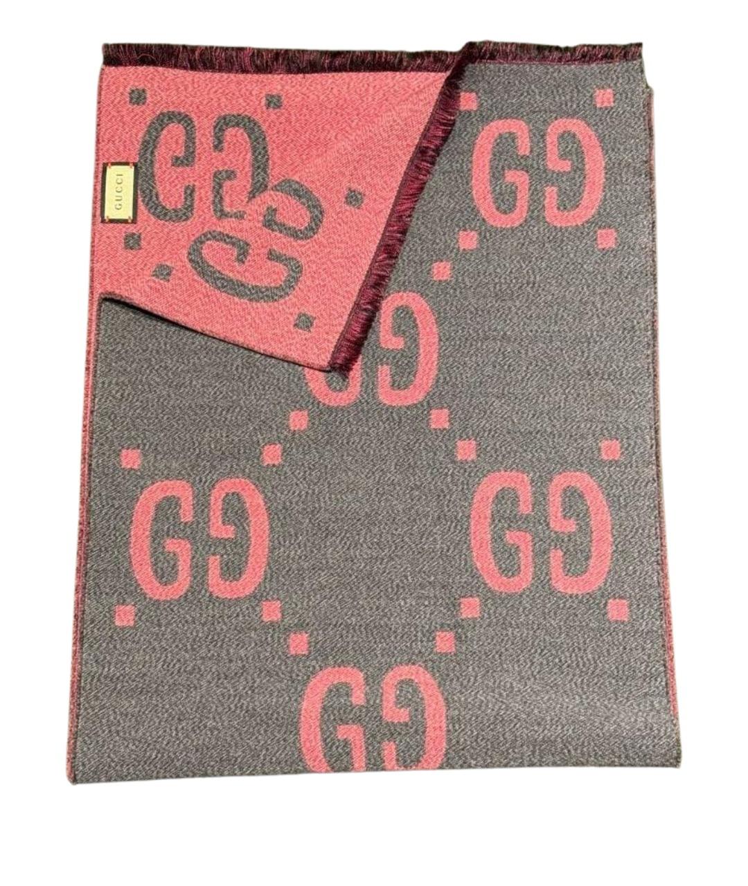 GUCCI Серый шерстяной шарф, фото 1