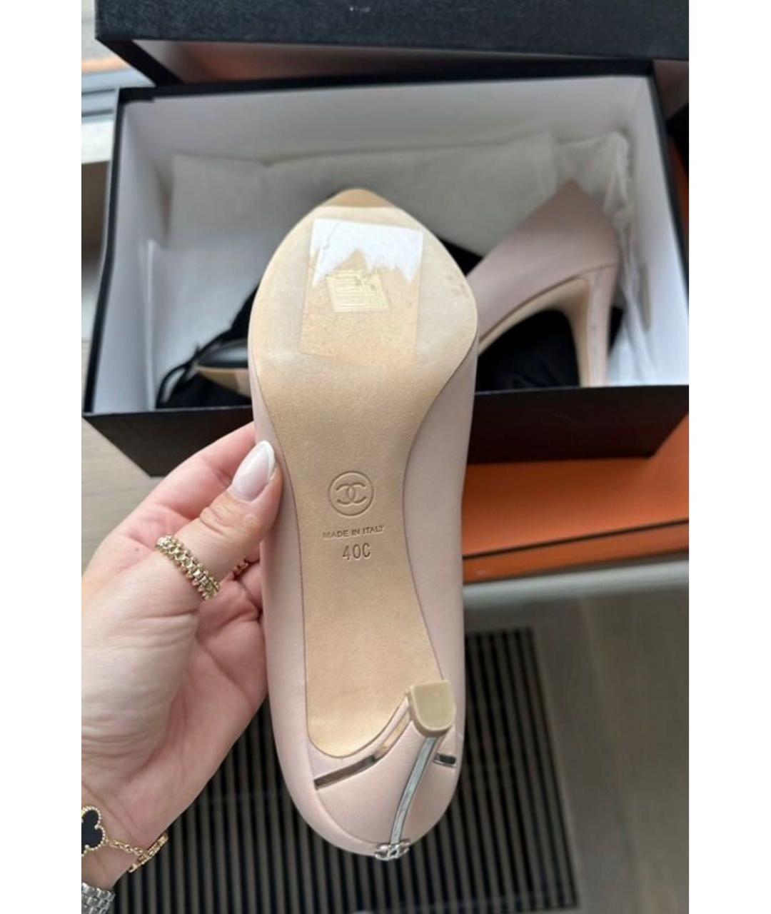 CHANEL Розовые кожаные лодочки на низком каблуке, фото 2