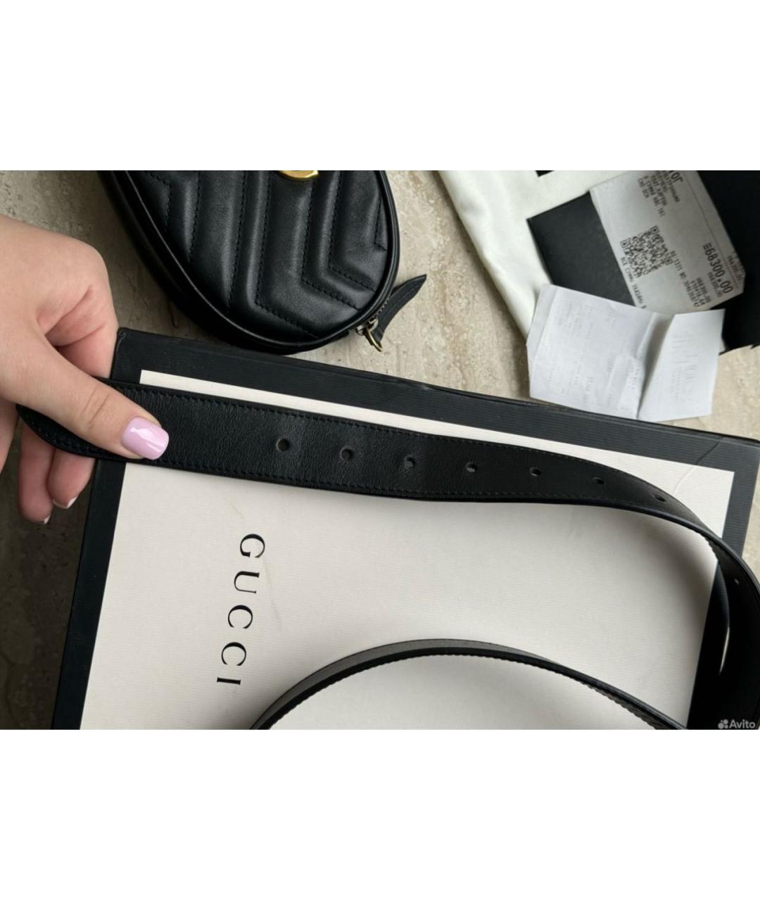 GUCCI Черная кожаная поясная сумка, фото 5