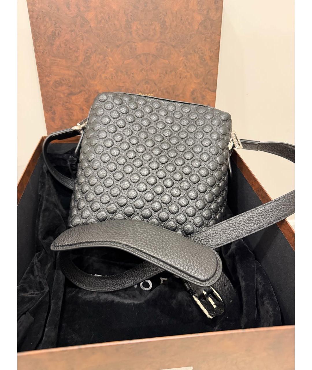 STEFANO RICCI Темно-синяя кожаная сумка на плечо, фото 3