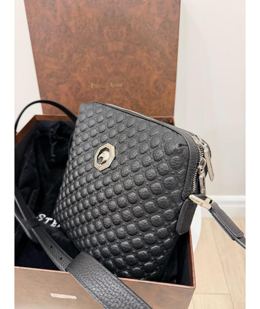 STEFANO RICCI Темно-синяя кожаная сумка на плечо, фото 2