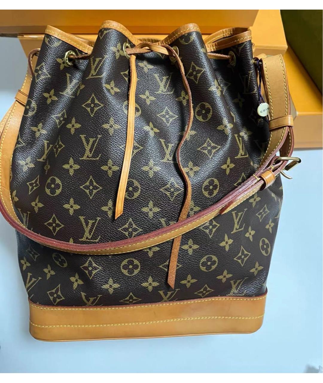 LOUIS VUITTON Коричневая кожаная сумка тоут, фото 9