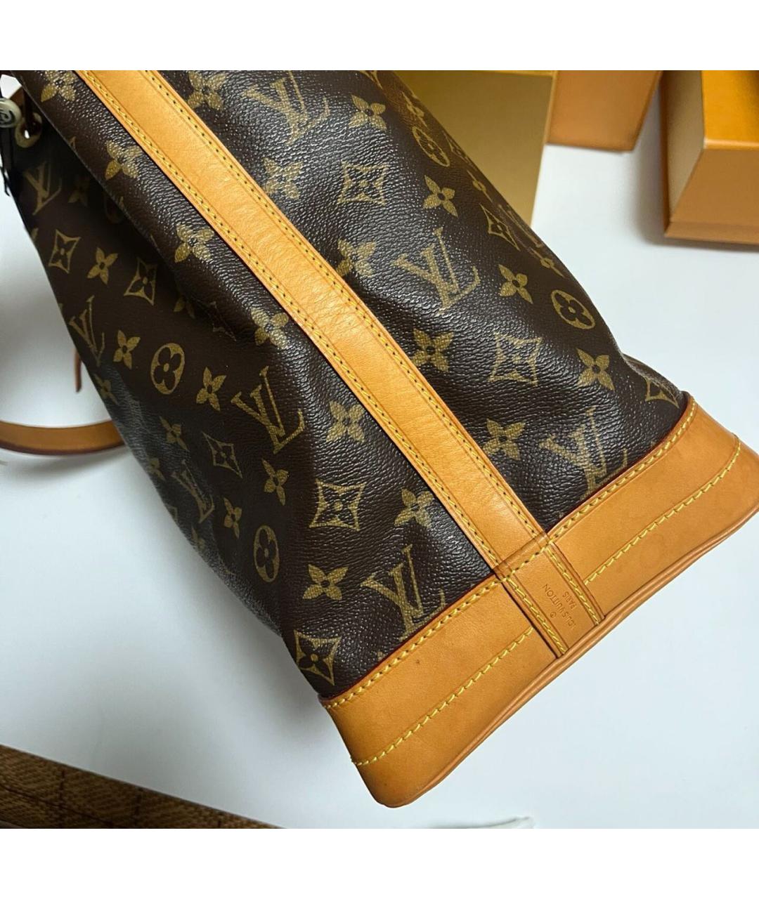 LOUIS VUITTON Коричневая кожаная сумка тоут, фото 3