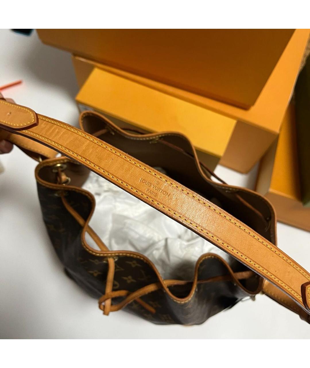 LOUIS VUITTON Коричневая кожаная сумка тоут, фото 8