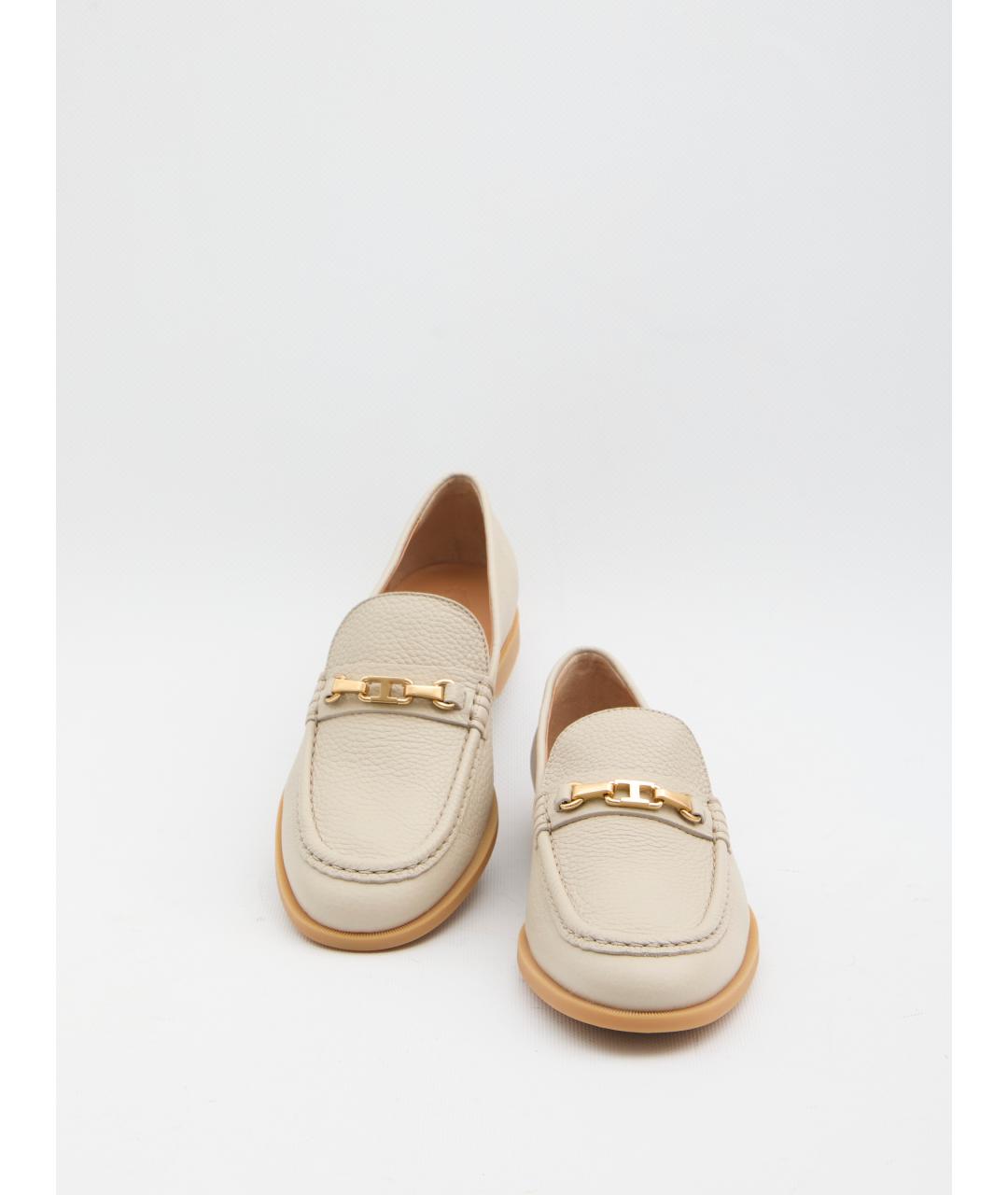 TOD'S Бежевые кожаные лоферы, фото 5