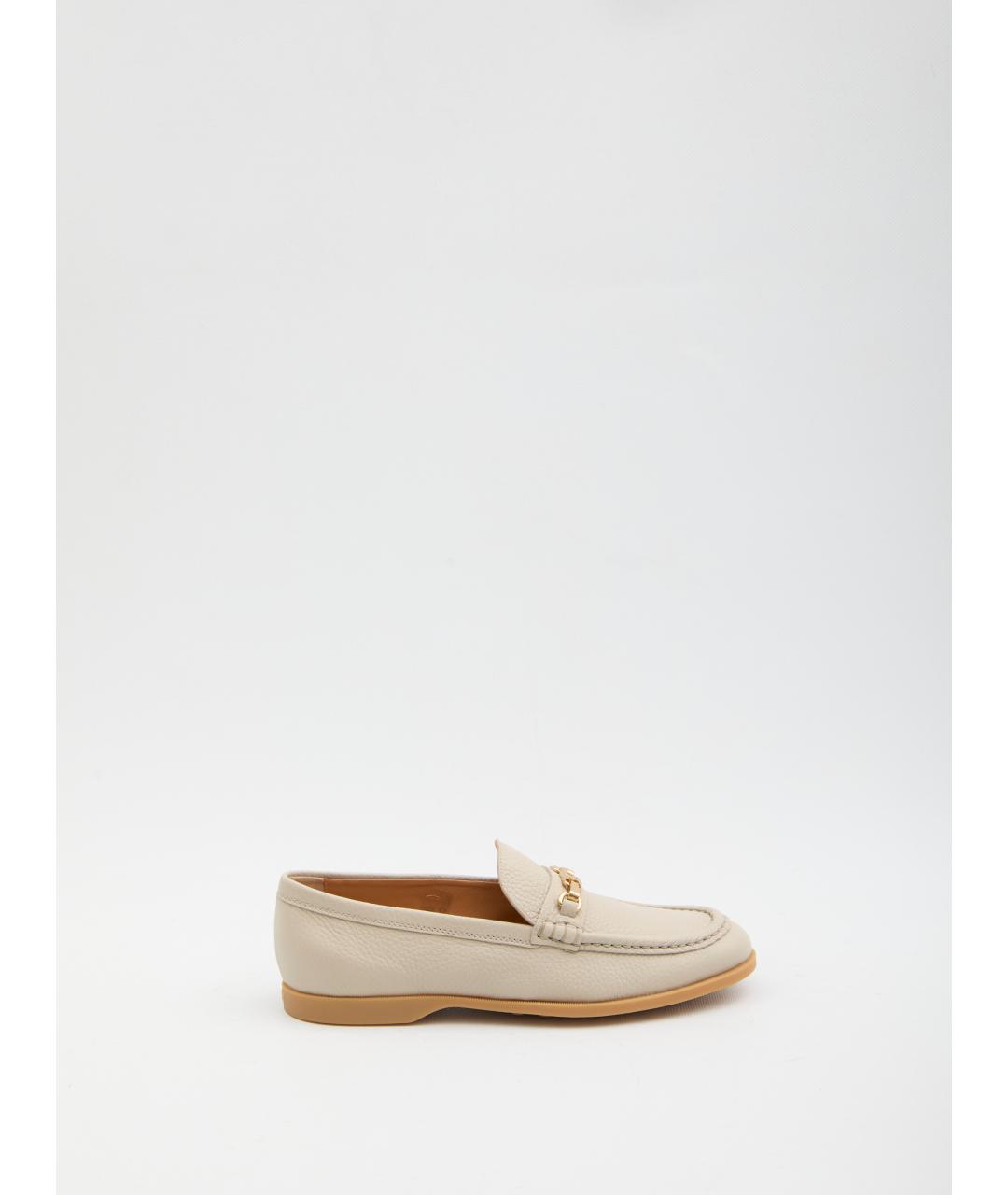TOD'S Бежевые кожаные лоферы, фото 6