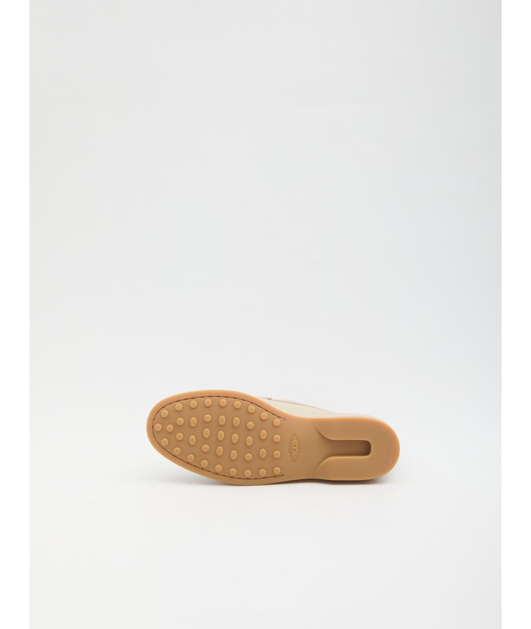 TOD'S Бежевые кожаные лоферы, фото 4