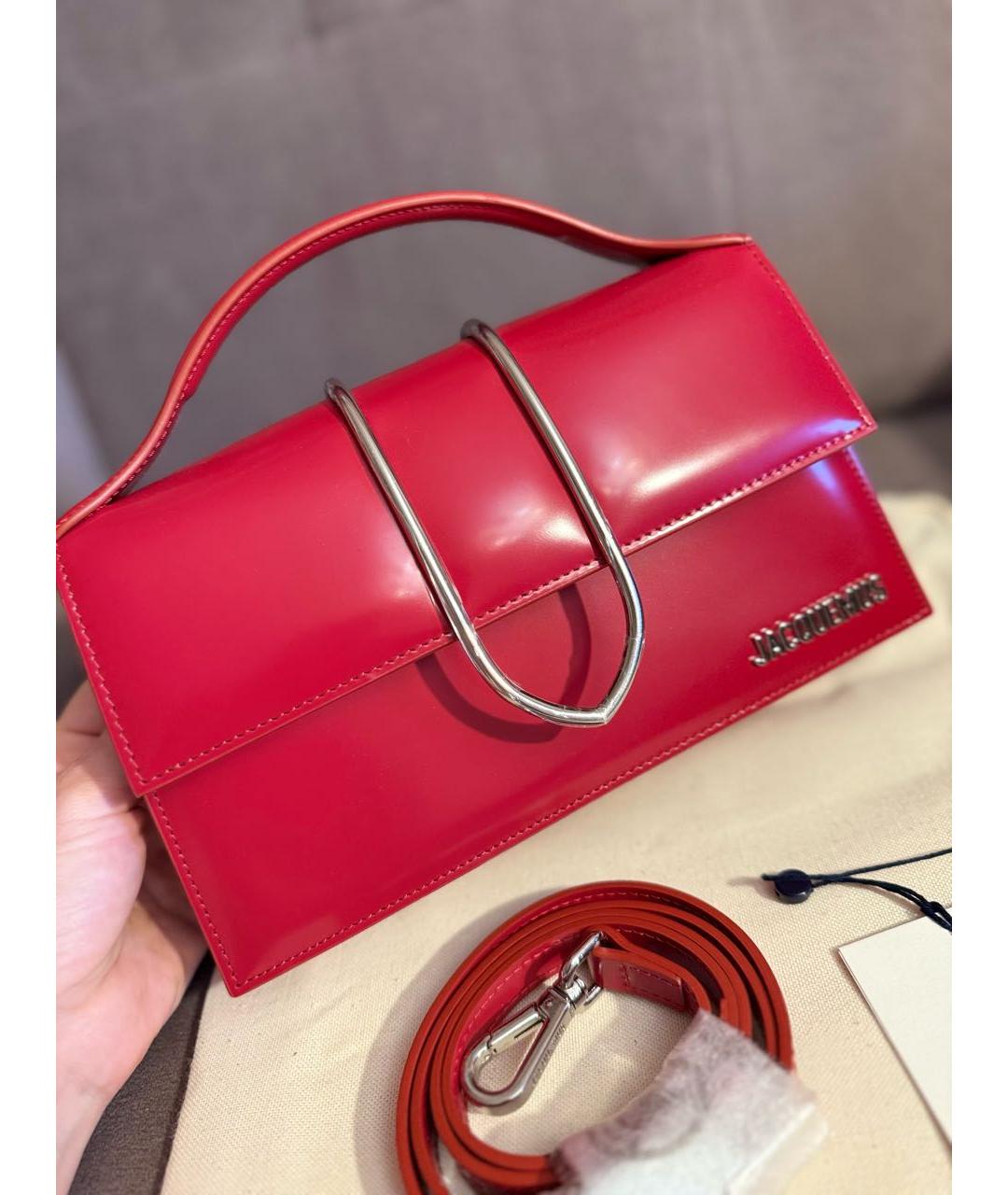 JACQUEMUS Красная кожаная сумка через плечо, фото 3