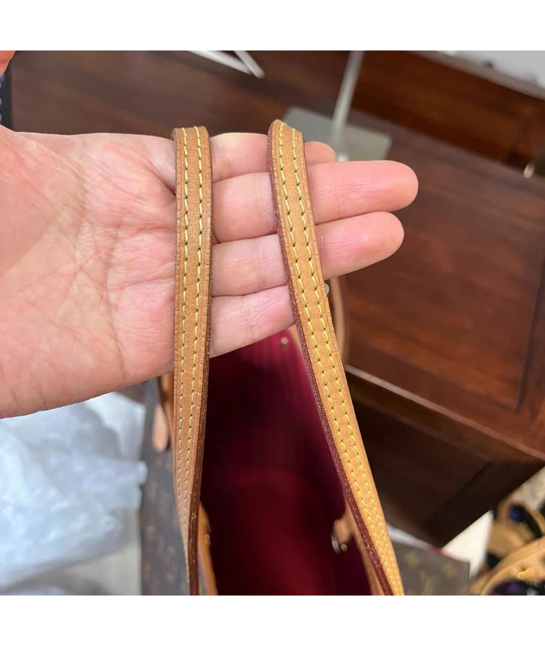 LOUIS VUITTON Коричневая кожаная сумка тоут, фото 6