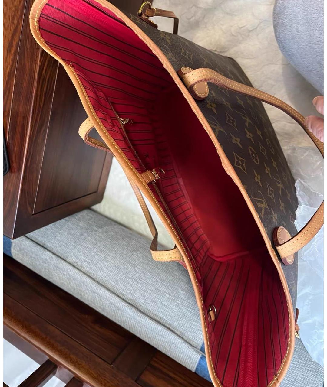 LOUIS VUITTON Коричневая кожаная сумка тоут, фото 8