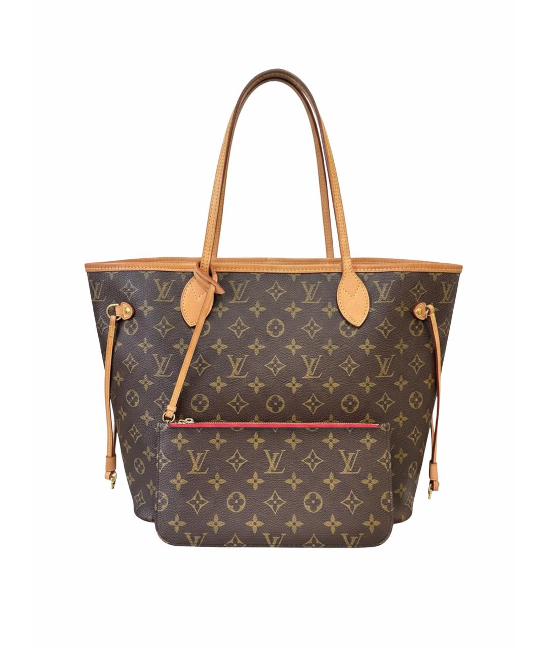 LOUIS VUITTON Коричневая кожаная сумка тоут, фото 9