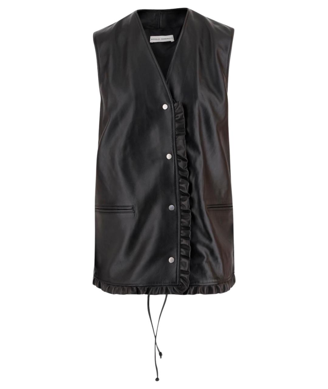 NICCOLO PASQUALETTI Черный кожаный жилет, фото 1