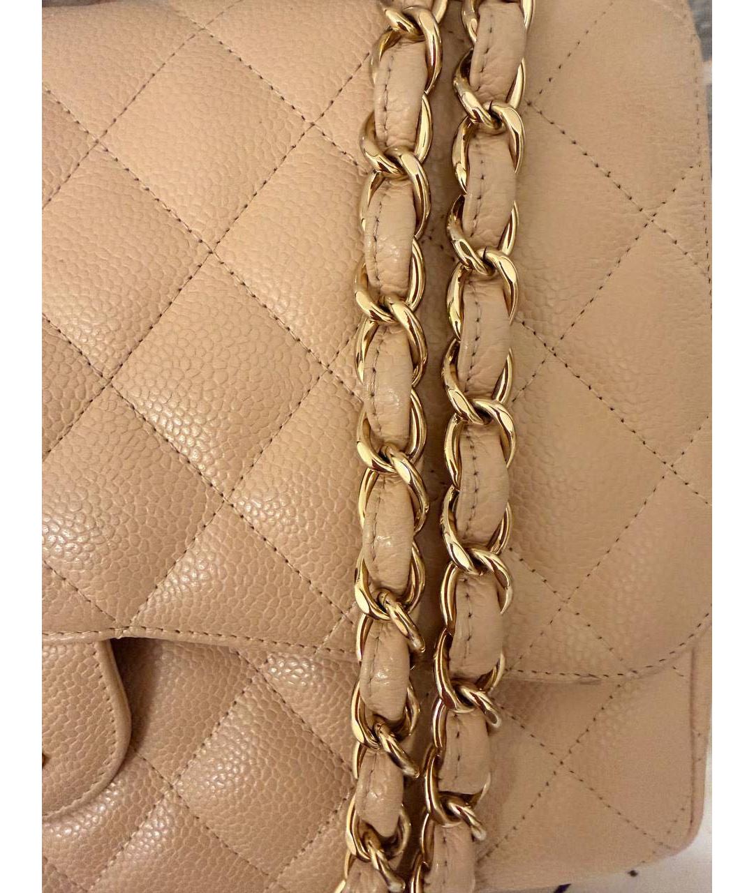 CHANEL Бежевая кожаная сумка через плечо, фото 7