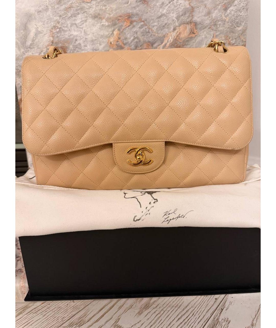 CHANEL Бежевая кожаная сумка через плечо, фото 2