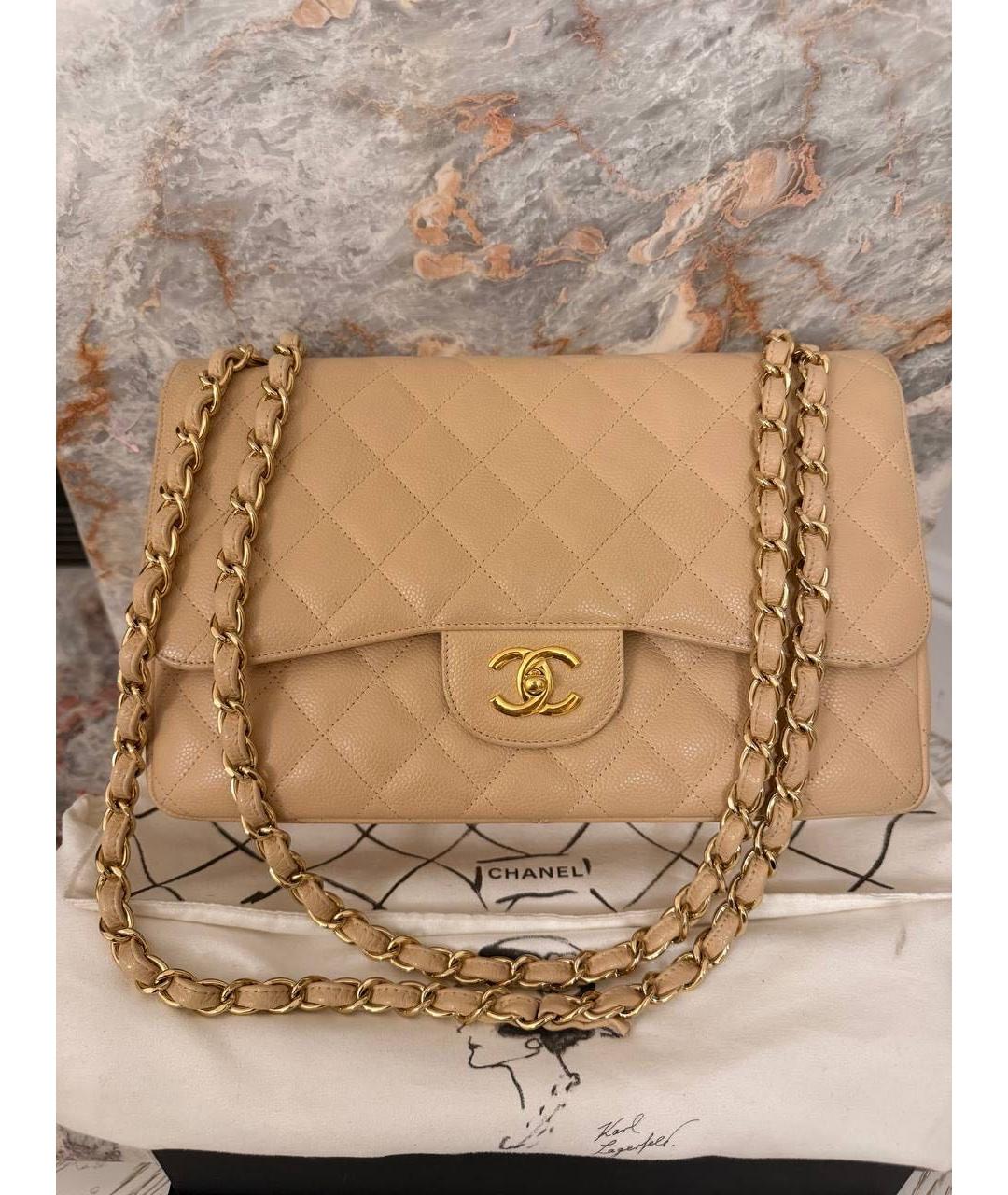 CHANEL Бежевая кожаная сумка через плечо, фото 9