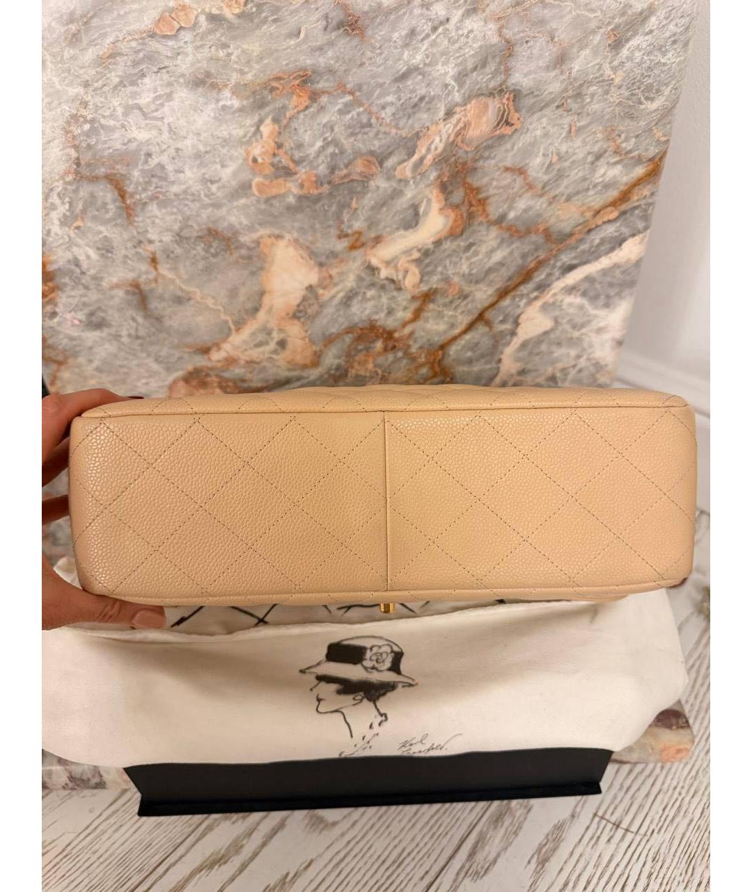 CHANEL Бежевая кожаная сумка через плечо, фото 8