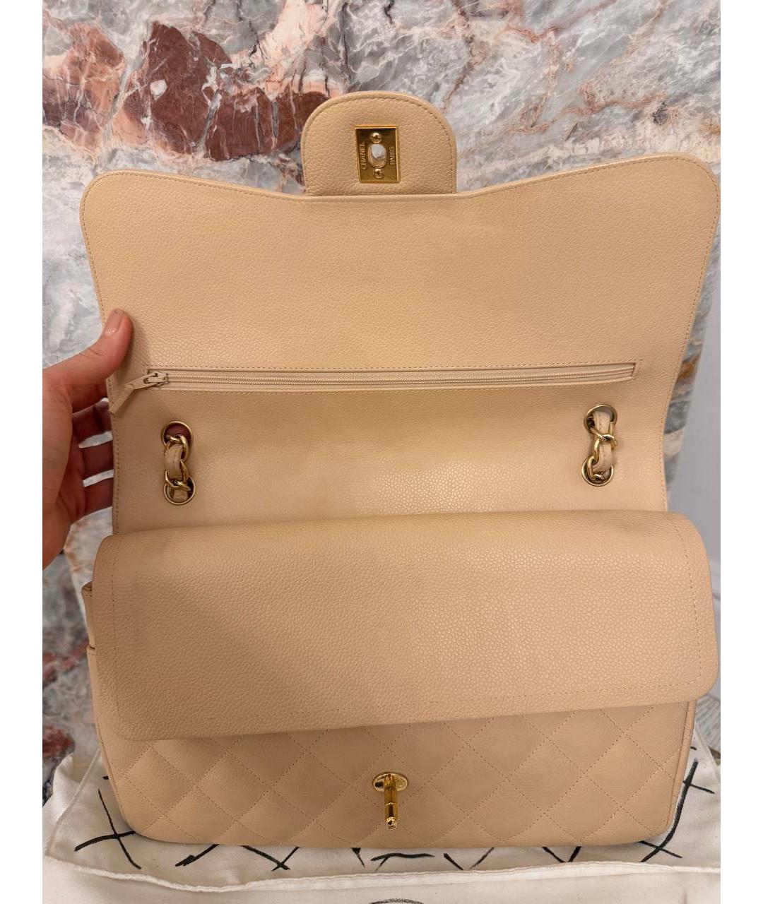CHANEL Бежевая кожаная сумка через плечо, фото 5