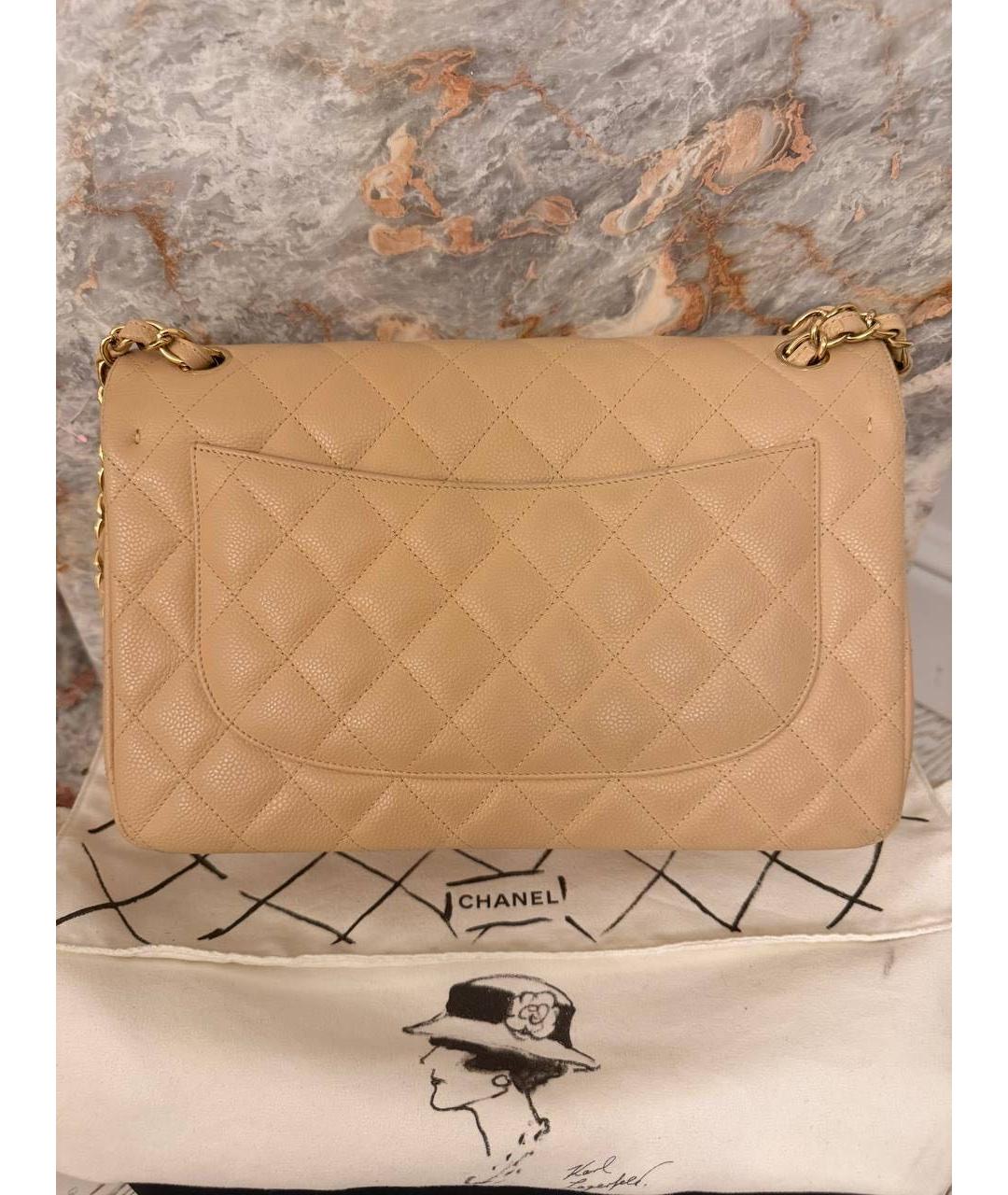 CHANEL Бежевая кожаная сумка через плечо, фото 3