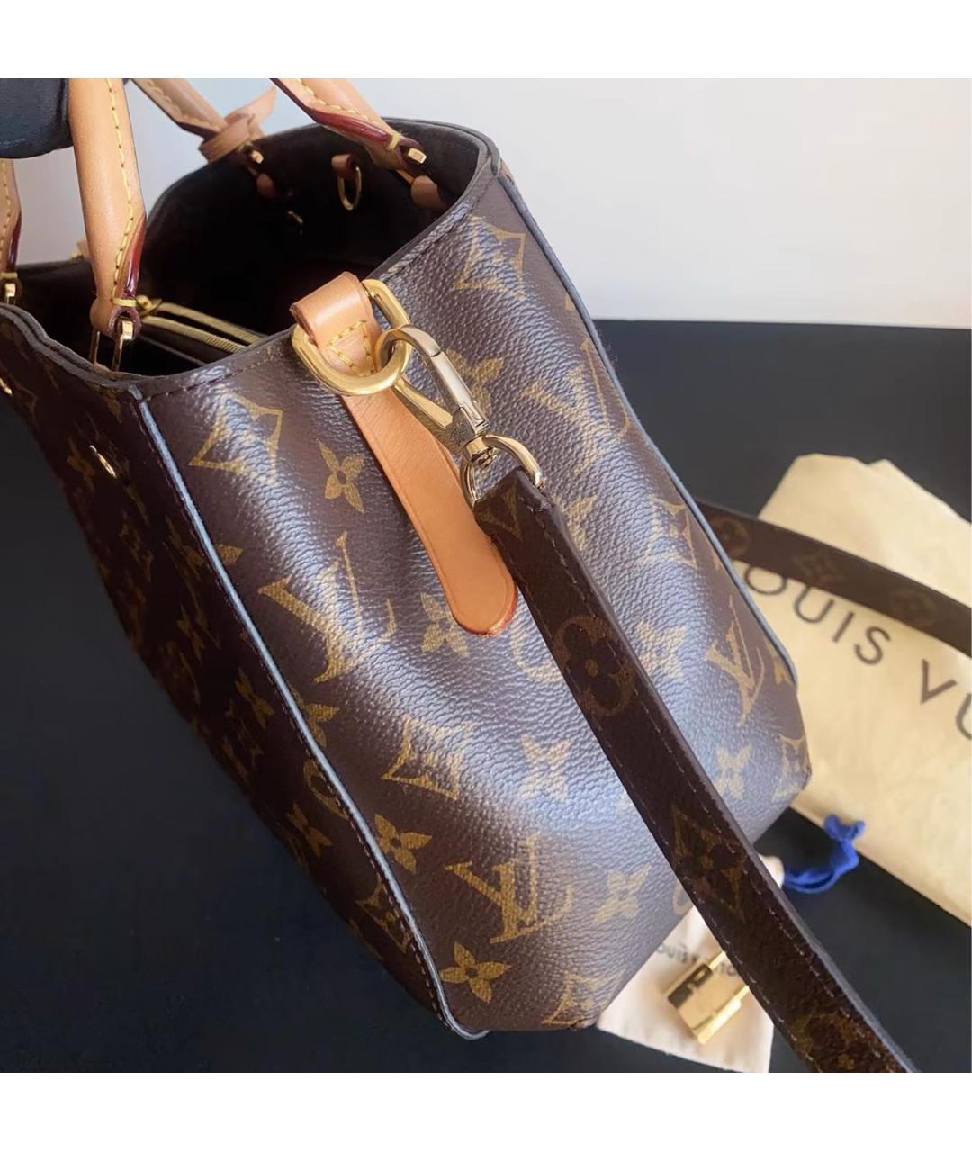 LOUIS VUITTON Коричневая кожаная сумка с короткими ручками, фото 2