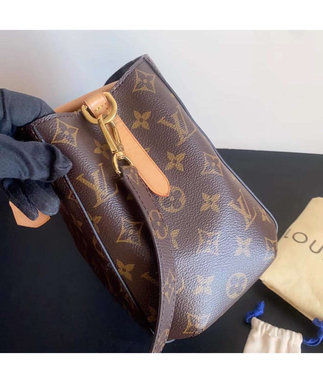 LOUIS VUITTON Коричневая кожаная сумка с короткими ручками, фото 3