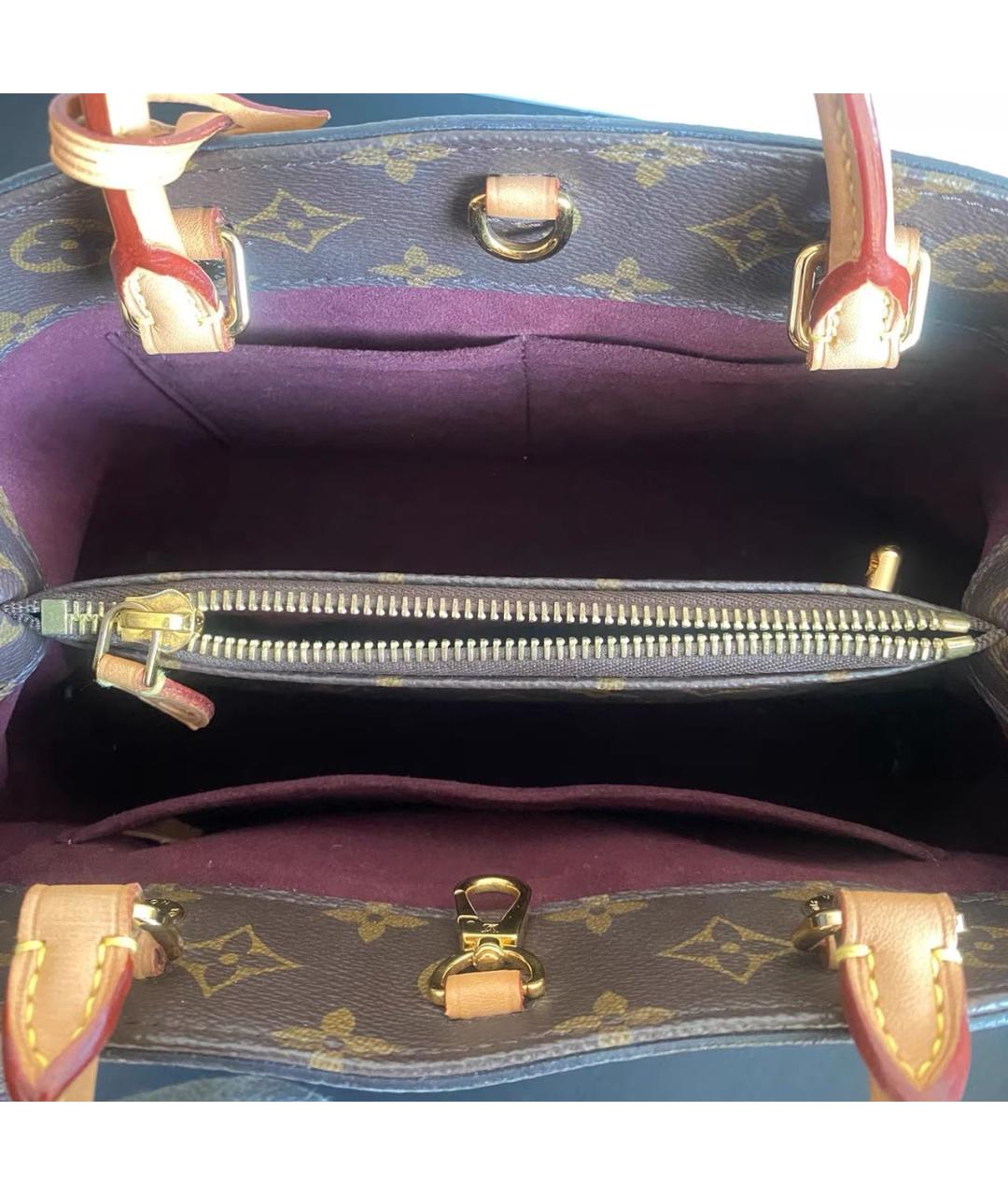 LOUIS VUITTON Коричневая кожаная сумка с короткими ручками, фото 5