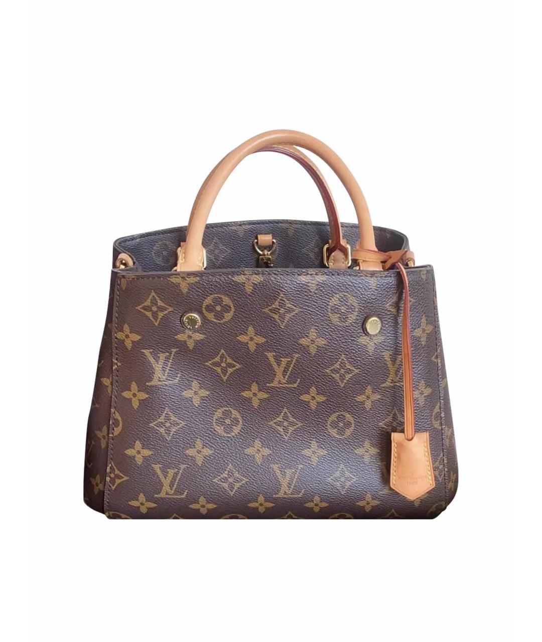 LOUIS VUITTON Коричневая кожаная сумка с короткими ручками, фото 1