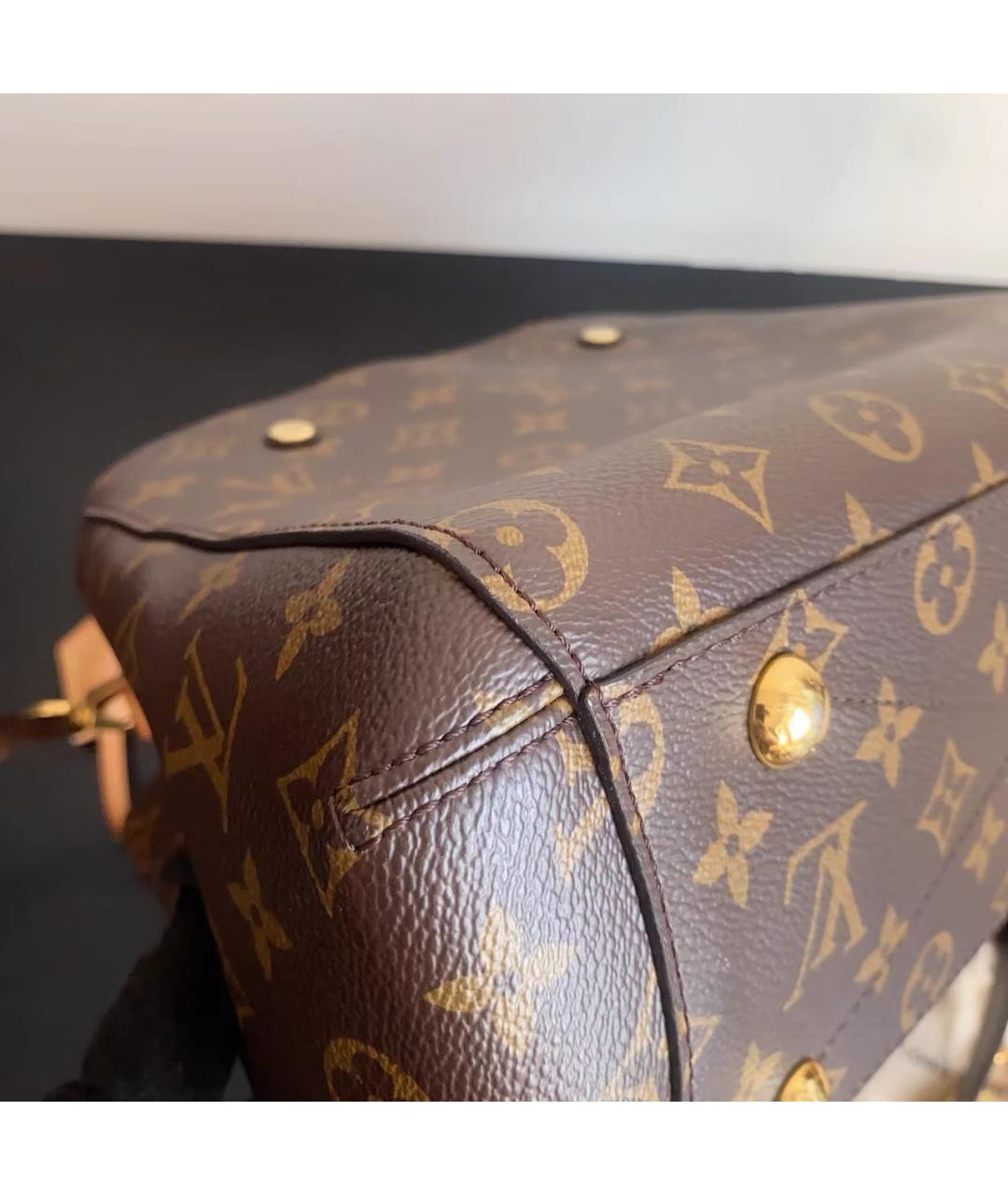 LOUIS VUITTON Коричневая кожаная сумка с короткими ручками, фото 6