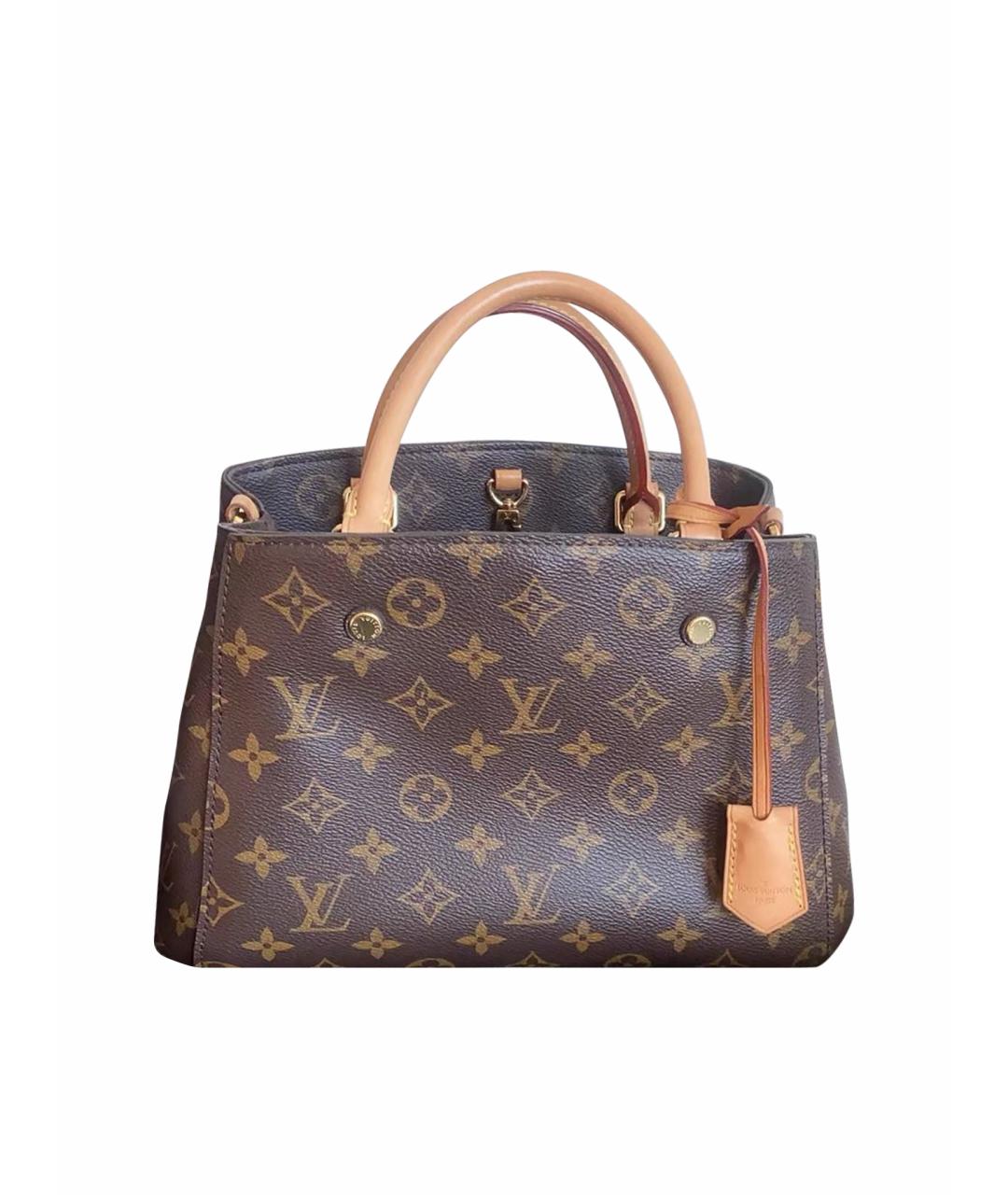 LOUIS VUITTON Коричневая кожаная сумка с короткими ручками, фото 9