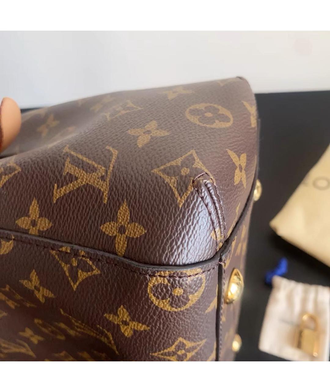 LOUIS VUITTON Коричневая кожаная сумка с короткими ручками, фото 7