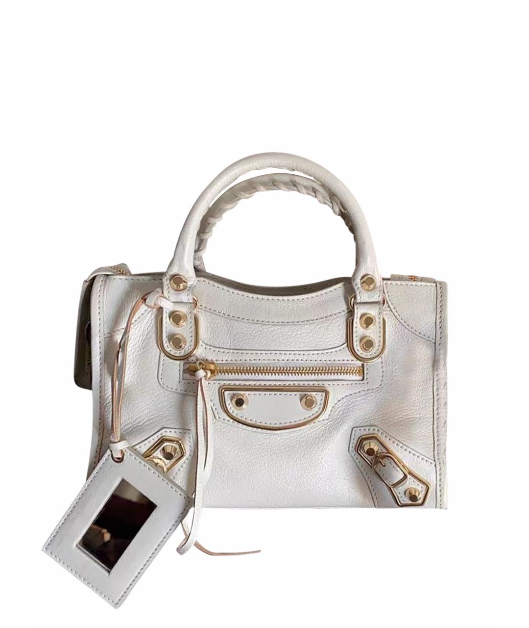 BALENCIAGA Белая кожаная сумка через плечо, фото 1