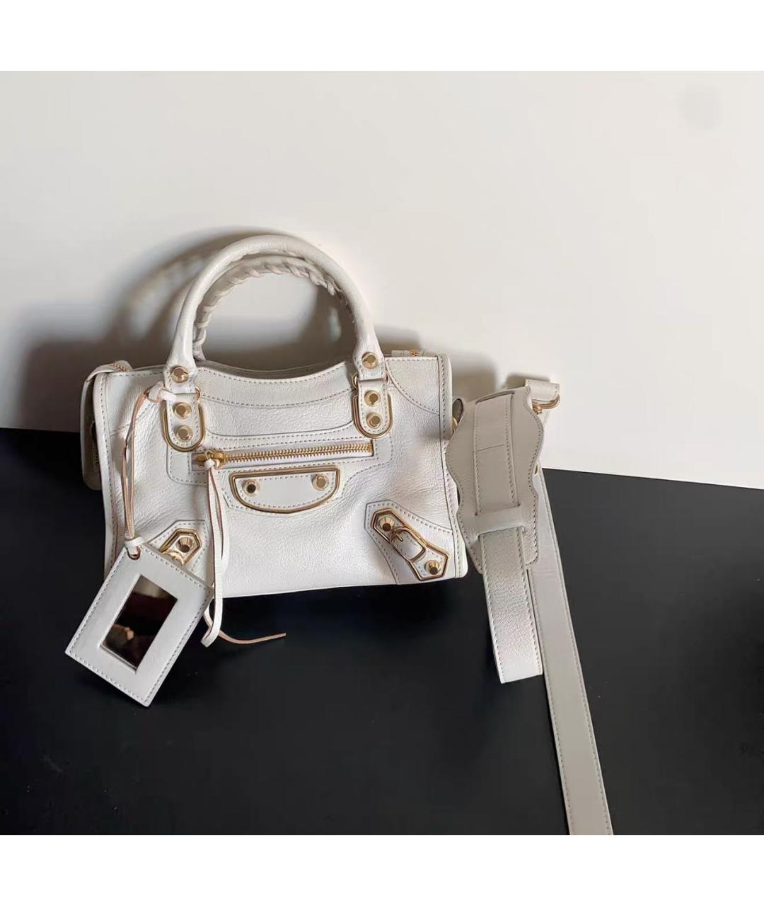 BALENCIAGA Белая кожаная сумка через плечо, фото 9