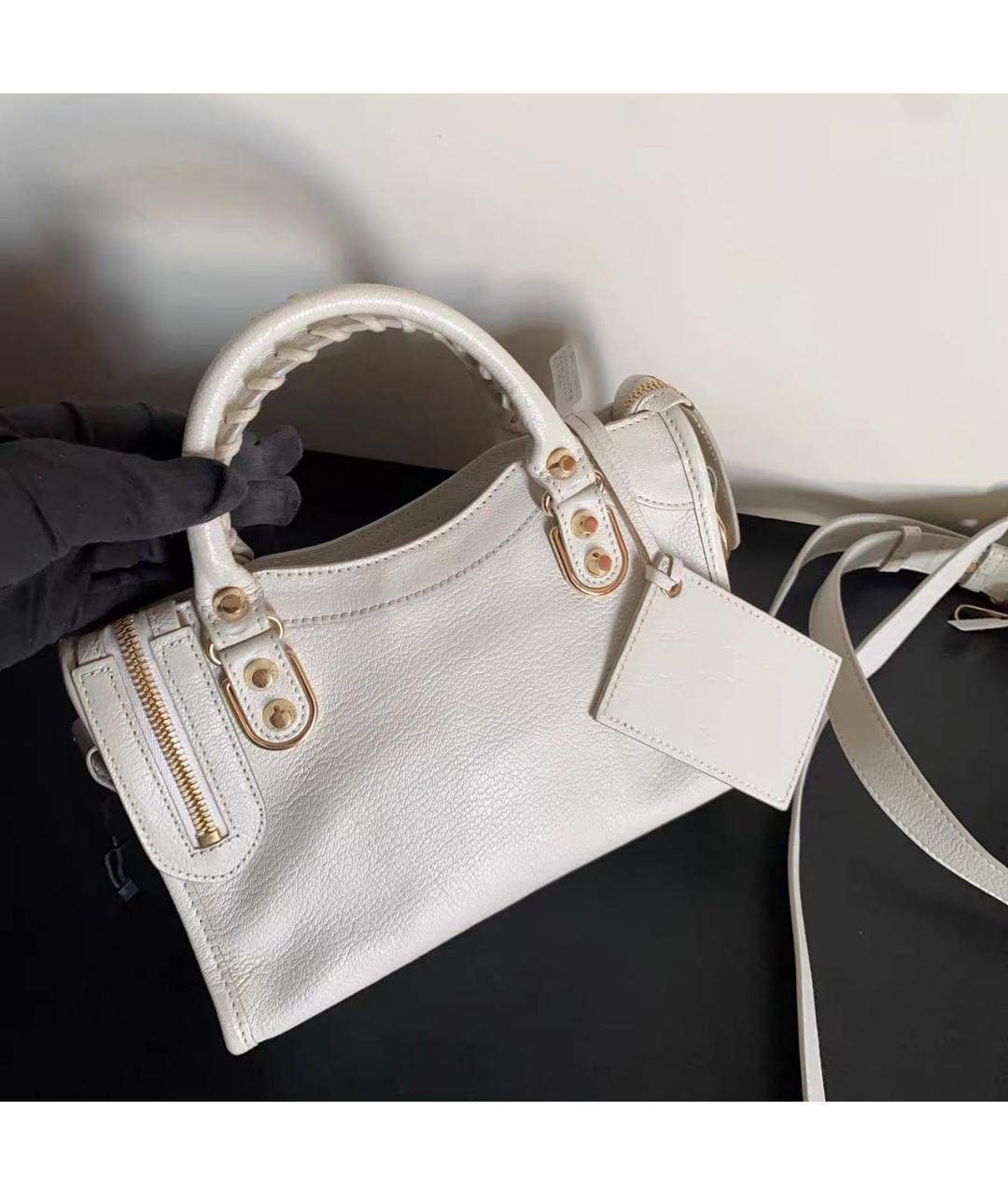 BALENCIAGA Белая кожаная сумка через плечо, фото 3