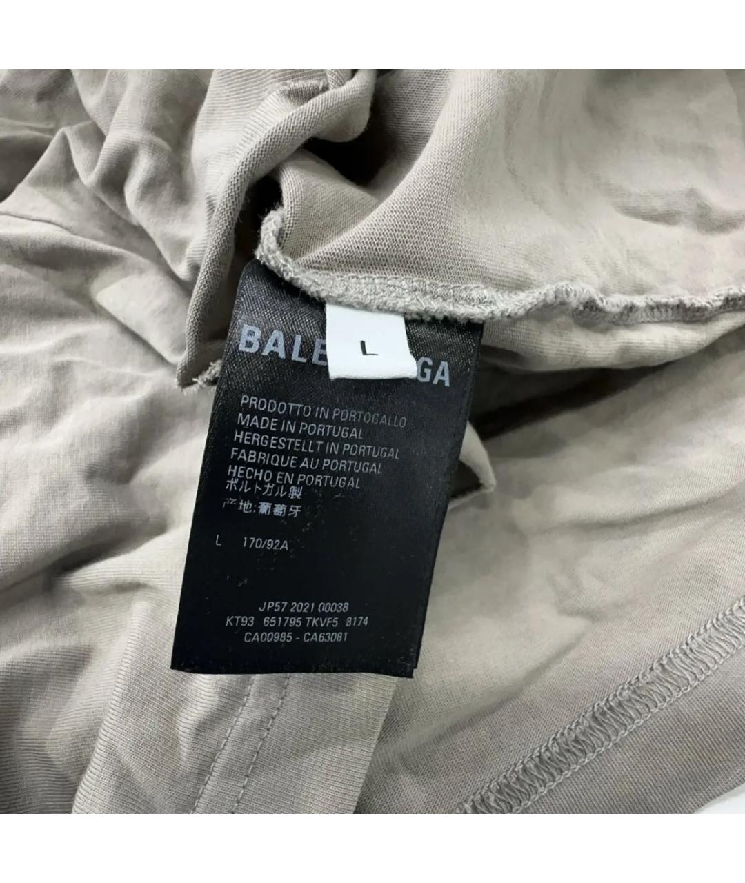 BALENCIAGA Бежевая хлопковая футболка, фото 4