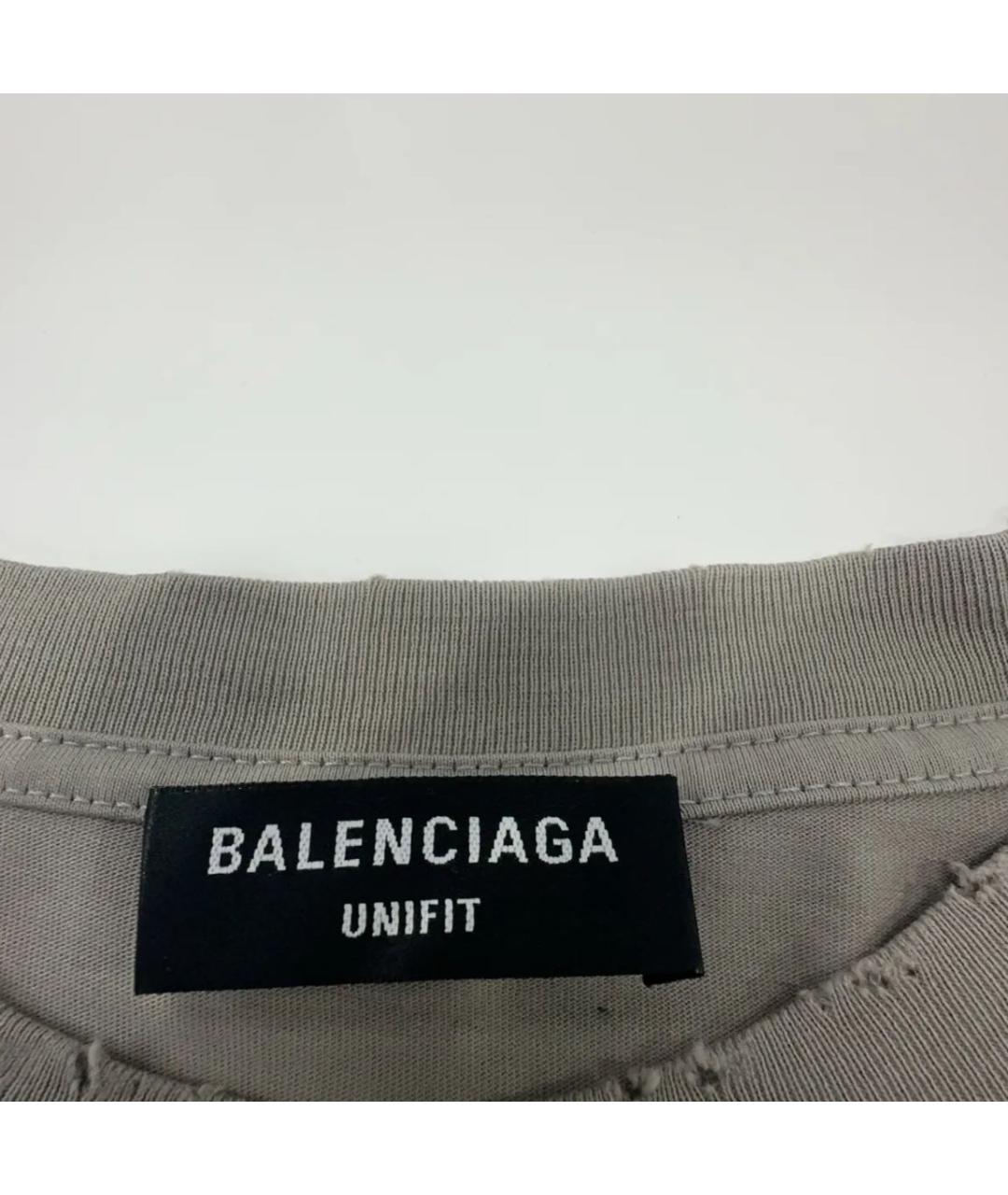 BALENCIAGA Бежевая хлопковая футболка, фото 3