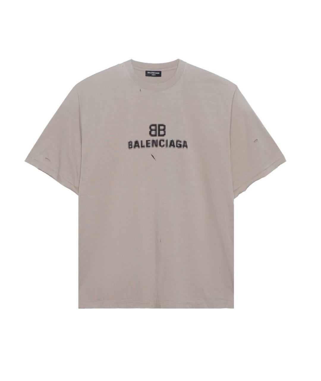 BALENCIAGA Бежевая хлопковая футболка, фото 9