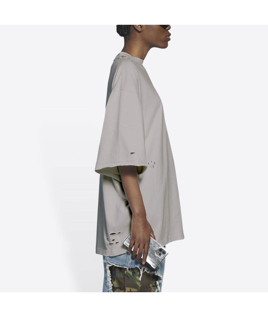 BALENCIAGA Бежевая хлопковая футболка, фото 7