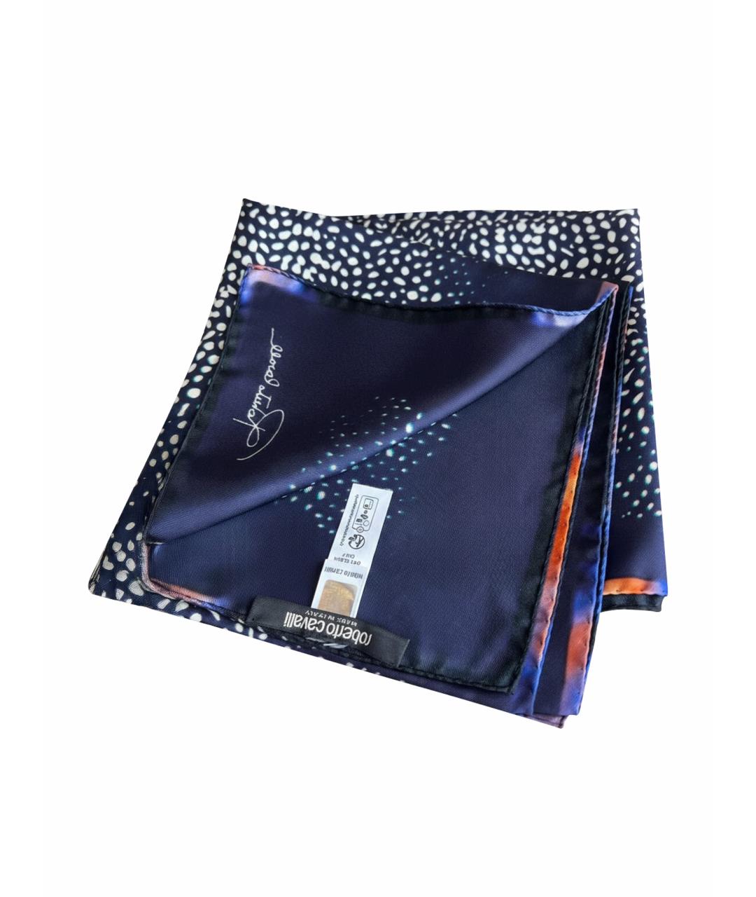 ROBERTO CAVALLI Темно-синий шелковый платок, фото 1