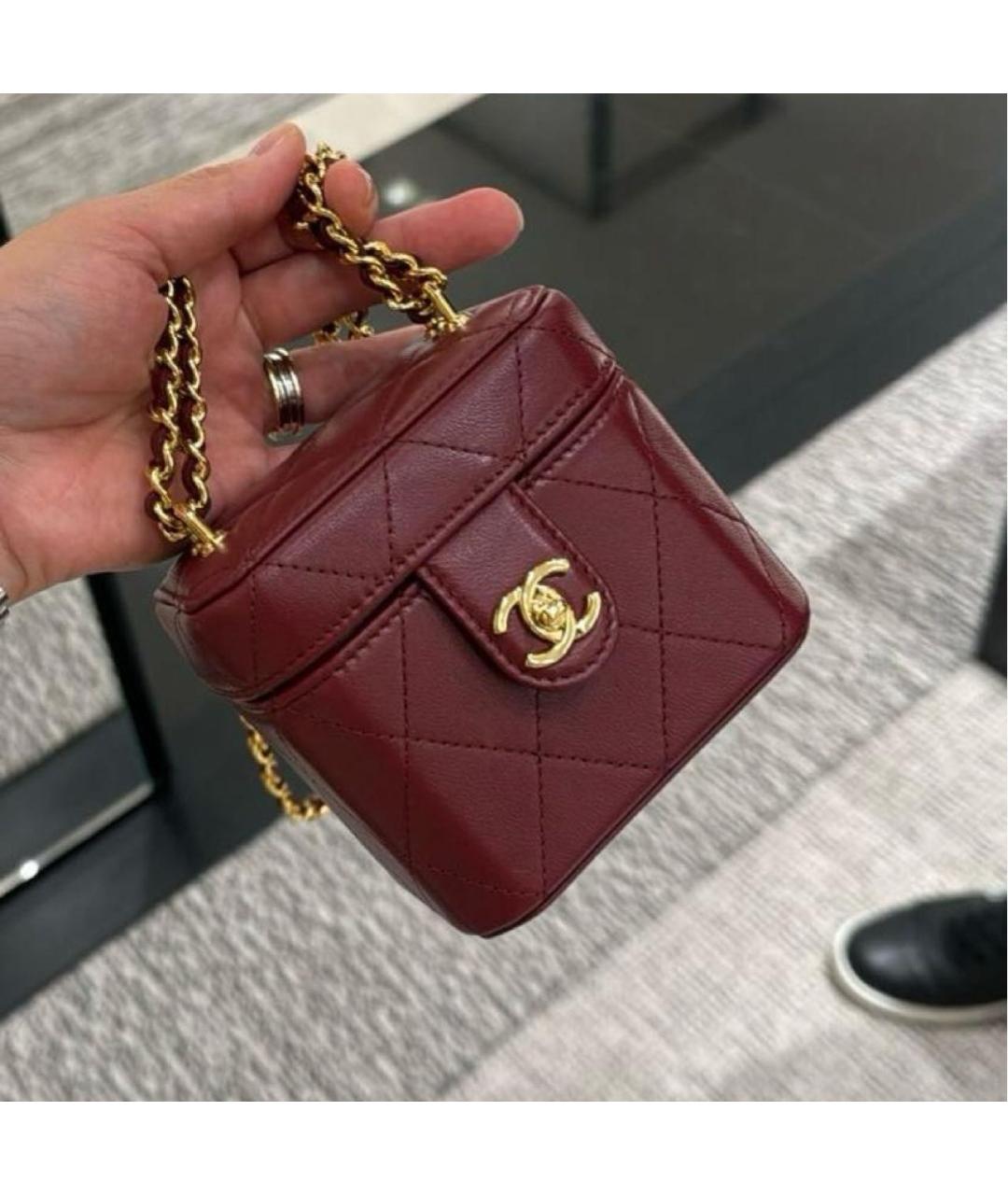 CHANEL Бордовая кожаная сумка через плечо, фото 4