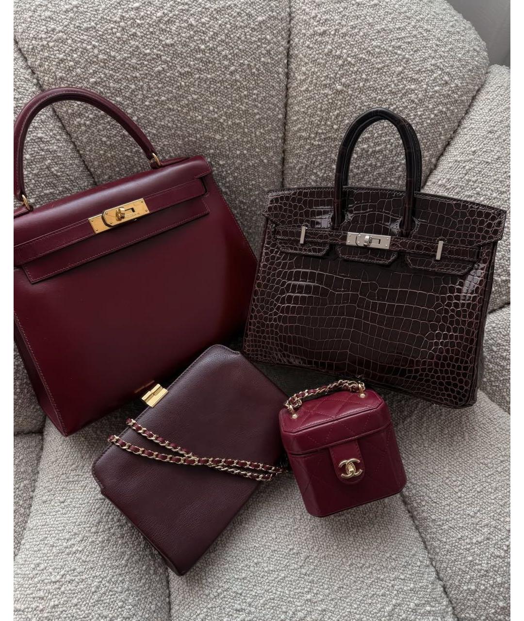 CHANEL Бордовая кожаная сумка через плечо, фото 6