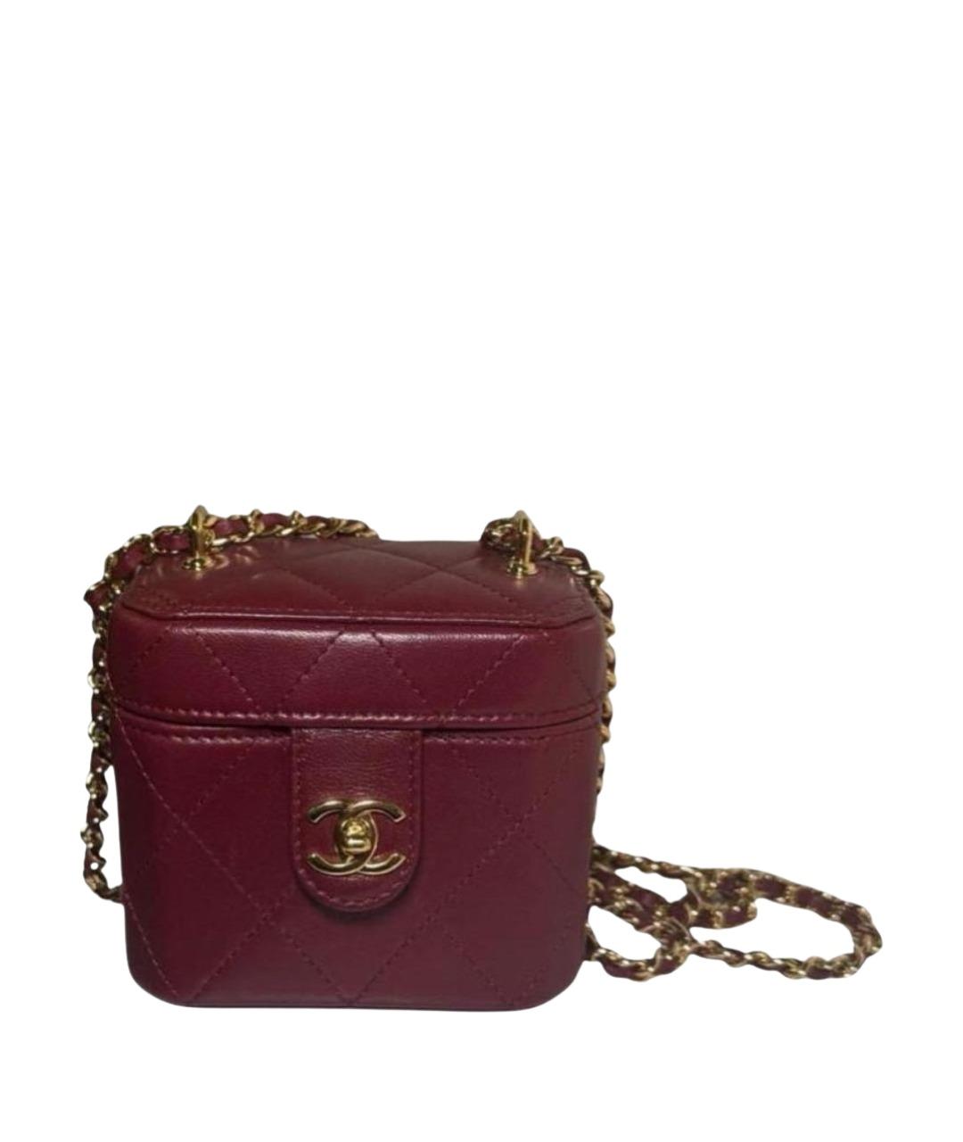 CHANEL Бордовая кожаная сумка через плечо, фото 1