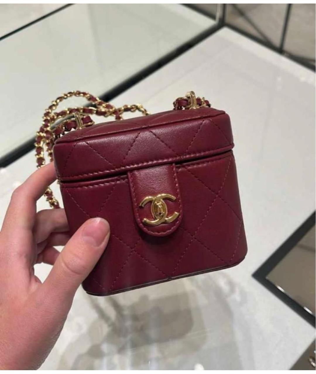 CHANEL Бордовая кожаная сумка через плечо, фото 2