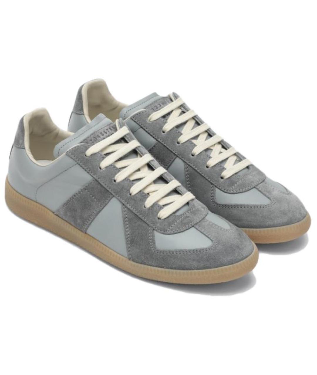 MAISON MARGIELA Серые кожаные кеды, фото 3