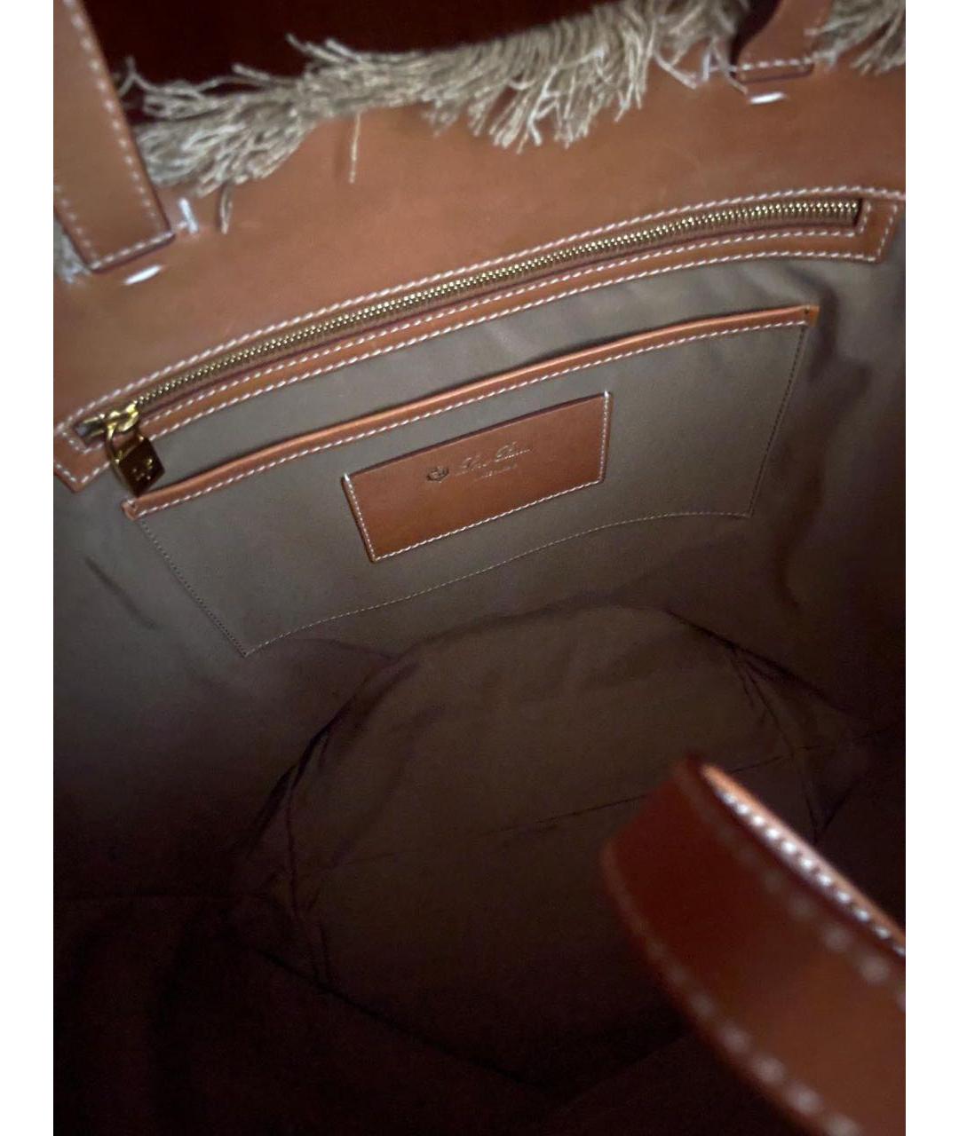 LORO PIANA Бежевая кожаная пляжная сумка, фото 4