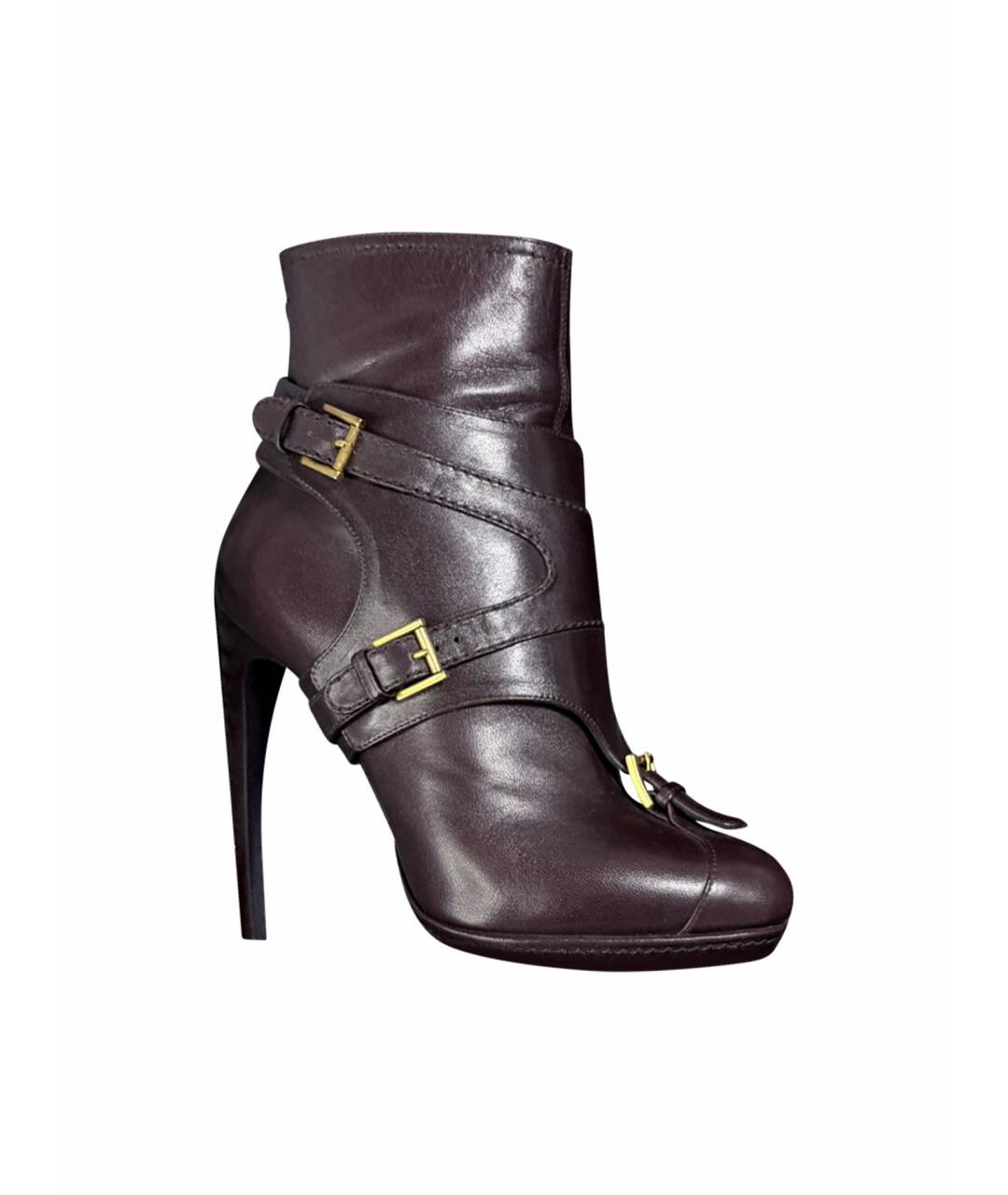 ALEXANDER MCQUEEN Бордовые кожаные ботильоны, фото 1