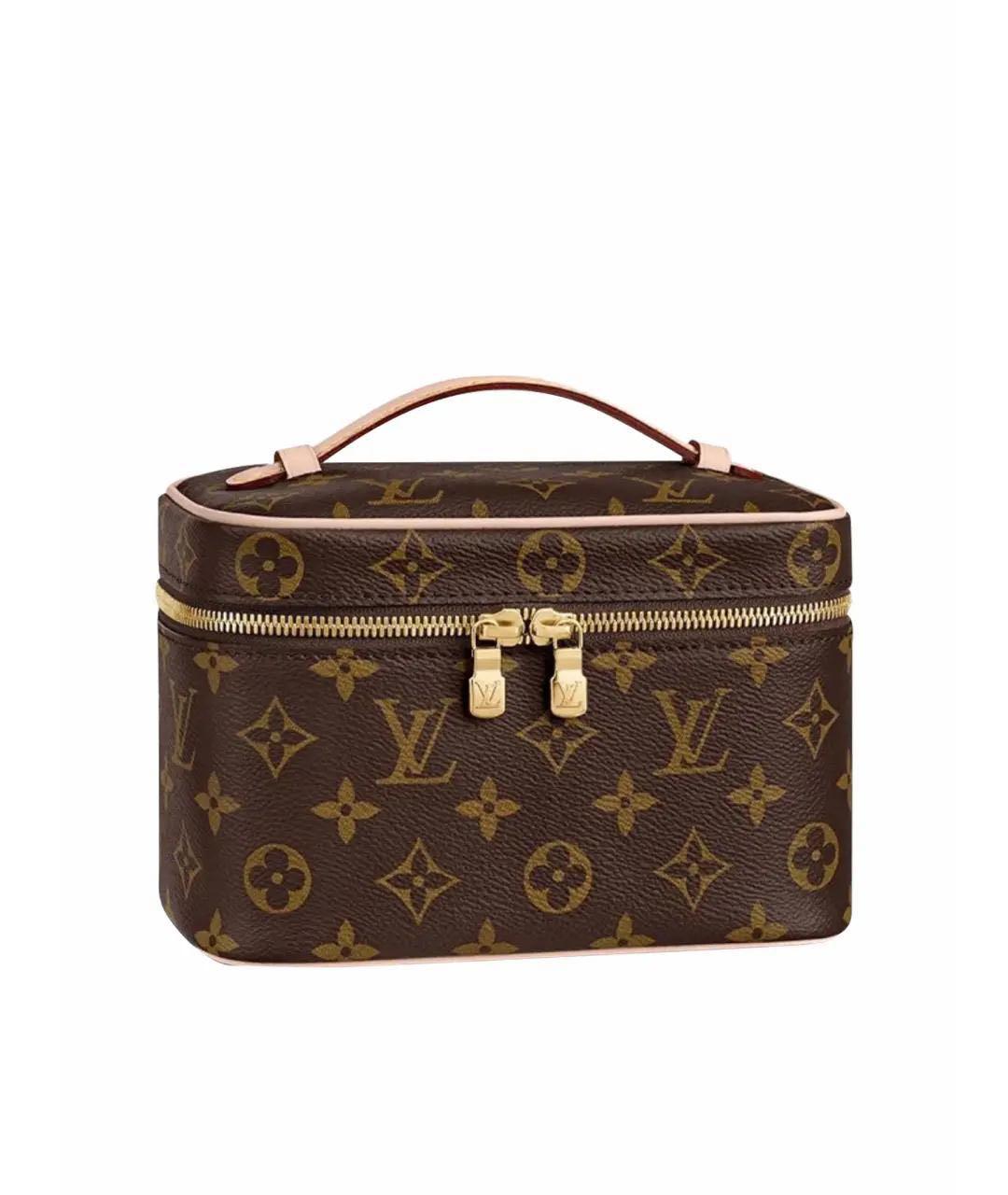 LOUIS VUITTON Коричневая кожаная косметичка, фото 1